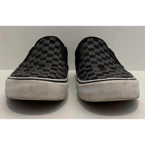 Vans Men's 11.5 Asher Deluxe Sneaker Classic Slip On Checkerboard Black Gray - Picture 6 of 11